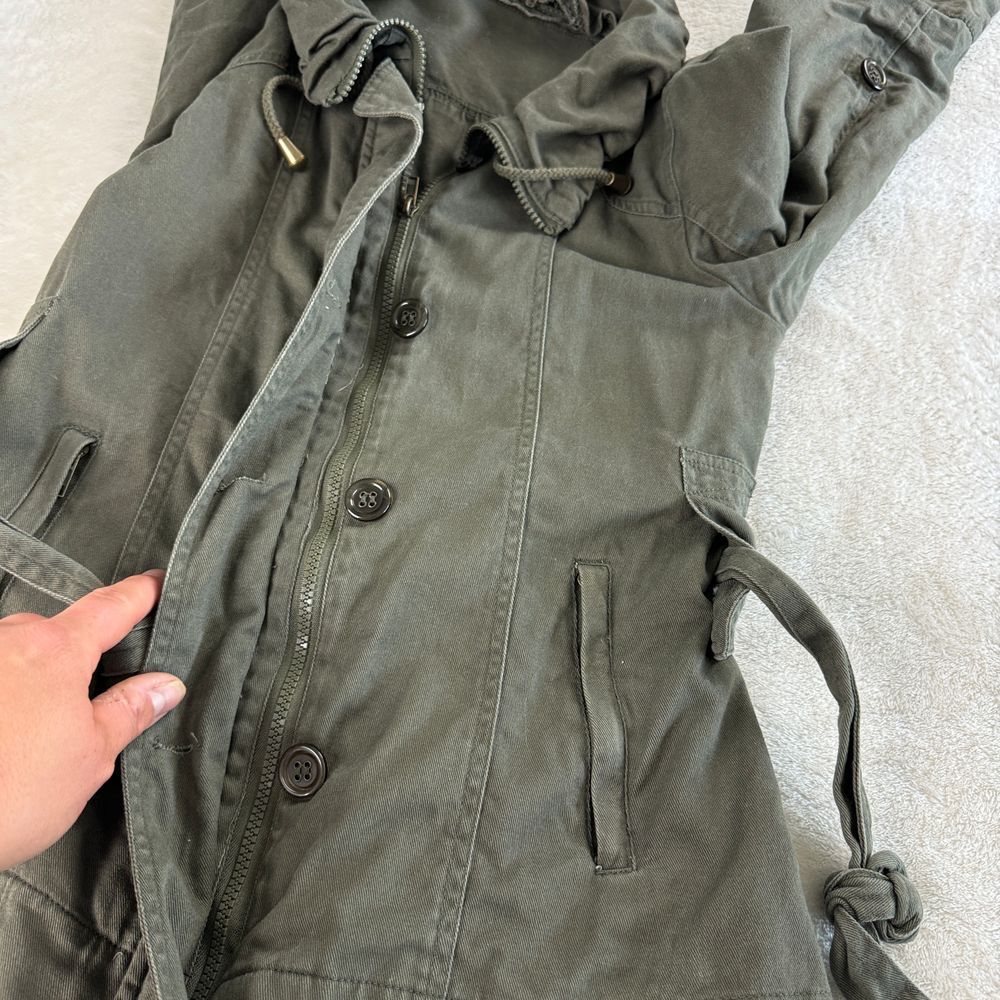 Ashley 26 International Jacket Womens‎ S M Olive Green Military Utility Ruffle - Picture 11 of 16